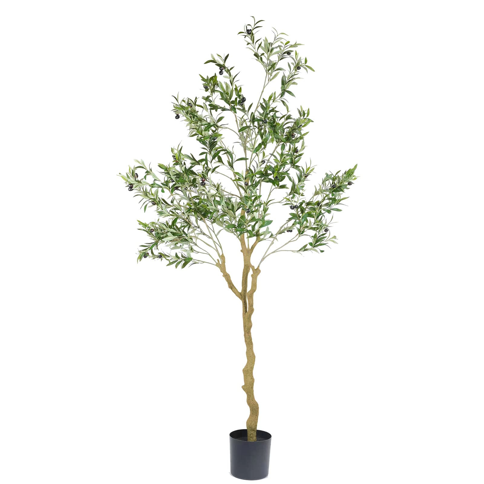 Nafresh 7ft Realistic Faux Olive Tree in Pot for Indoor Decor