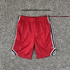 Champion Red Mesh Athletic Shorts White and Black Side Stripes Youth L 10/12