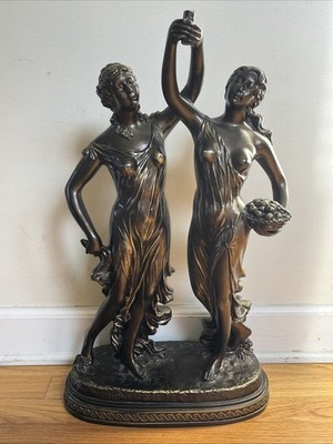 Art Nouveau Nymph Goddess Statue Sculpture Bronze Color 22.5'' Tall