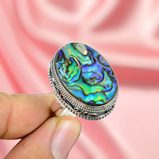 Abalone Shell Gemstone Ring Silver Ring 925 Sterling Silver Ring Women's Jewelry