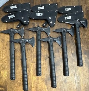 LOT OF 6 TRS Model # 3cr13mov Hawk 15" Hatchet With Sheath Color Black S15