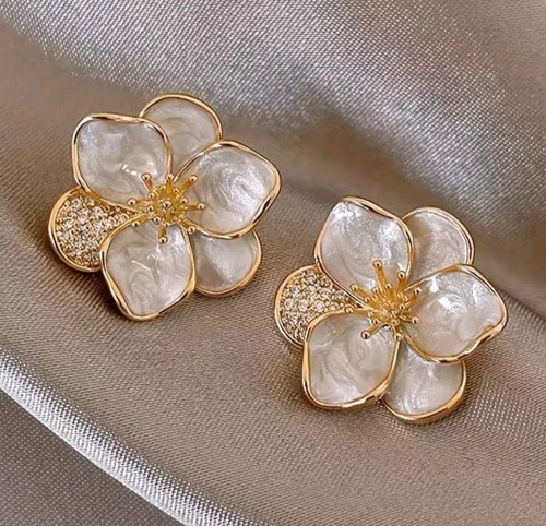 Zara Style GOLD Floral Flower Elegant Cute Bohemian Statement Stud Earrings Girl - Picture 9 of 11