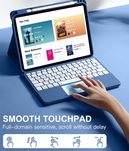 Harvopu kompatibel für iPad 11. 10. Generation Hülle mit Tastatur, Folio Co...
