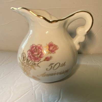 Famous Masters Romance Rose 50th Anniversary Porcelain Pitcher Floral
