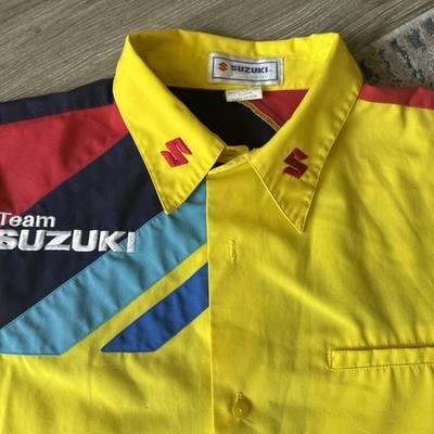 Vintage Team Suzuki Official Race Gear XL Vented Button Pit Shirt