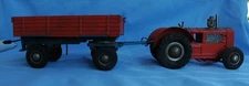 Vintage Gama Germany US Zone Wind Up Farm Tractor & Dump Trailer
