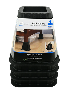 #ad Mainstays Black Plastic Bed Risers 4 Pack Raises Bed for Storage $7.99