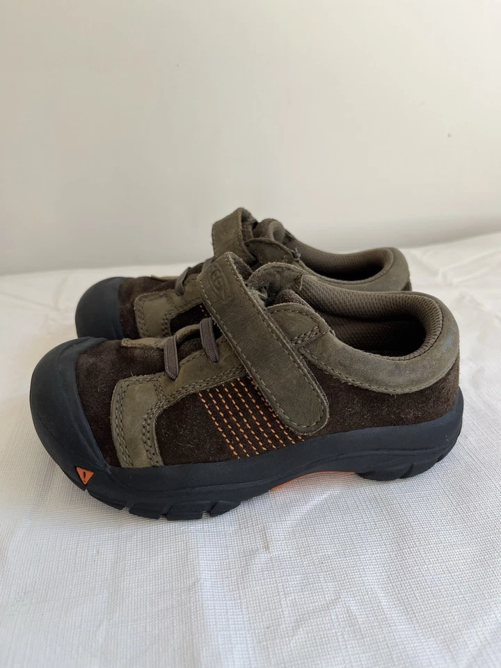 KEEN Kids Austin Sz 11 Brown/Green Suede Hiking Outdoors Shoes Walking Festive - Image 4 of 4