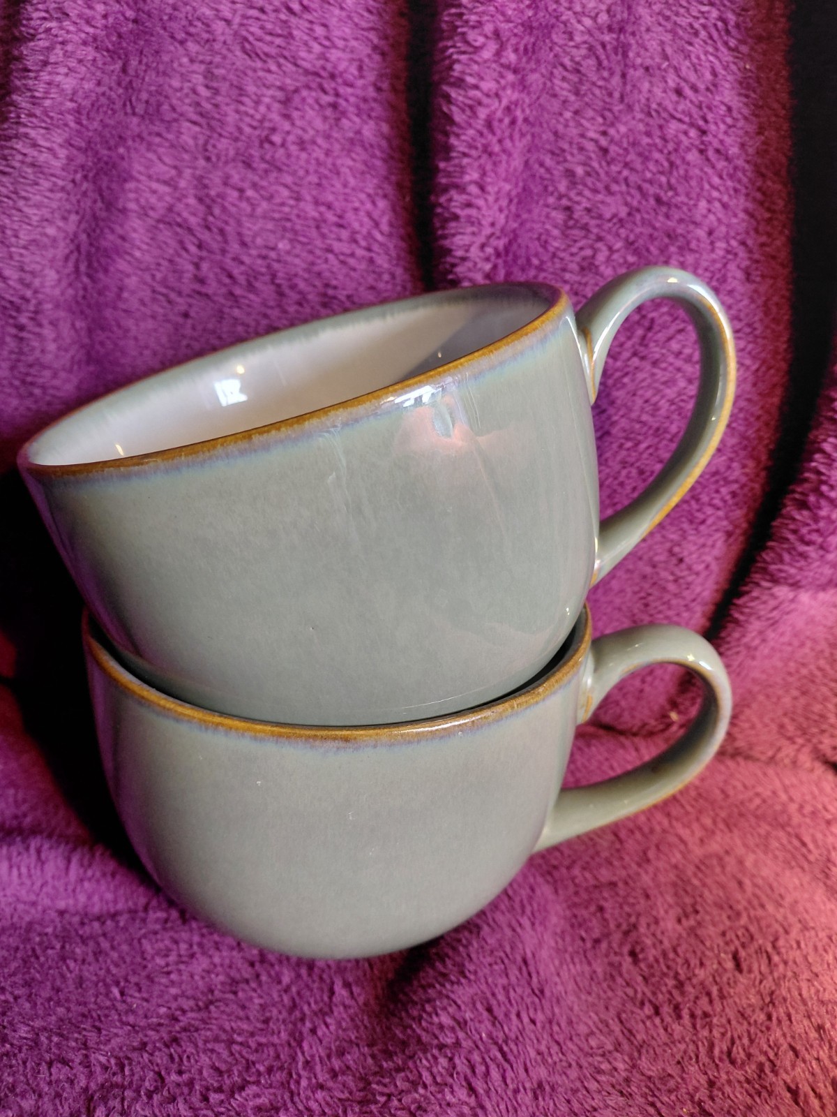 2 Sango Resona Moss Green XL Soup Chili Coffee Cup Mug Bowl 