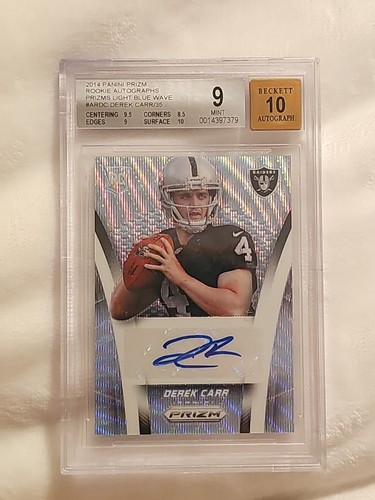 Derek Carr [Light Blue Wave Prizm] #AR-DC 2014 Panini Prizm Autograph Rookies card