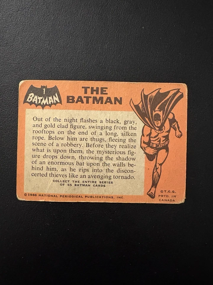1966 OPC SET BREAK # 1 THE BATMAN PRINTED IN CANADA CENTERED (CREASE) - Image 2 of 2