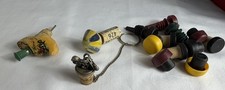 Vintage Pewter Motorcycle Wine Liquor Bottle Cork Stopper Plus More