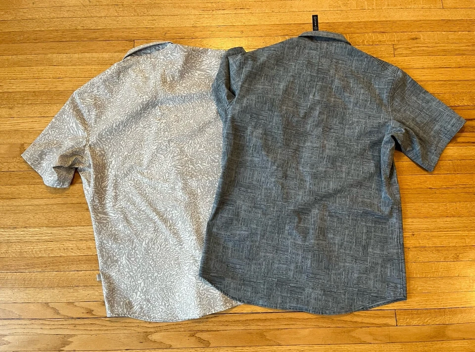 Lululemon Airing Easy Short Sleeve Shirts Mens M EUC Lot of 2 Shirts Gray White - Image 2 of 4