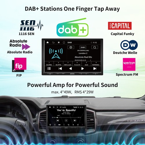 ATOTO 10.1 Zoll Autoradio 1 DIN GPS Eingebautes DAB/DAB+ Carplay & Andraiod Auto - Bild 4 von 11