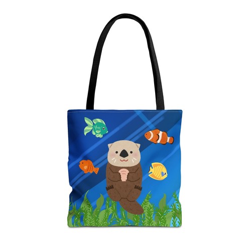 Otter Sea Life Tote Bag, Eco-Friendly, Great Gift, reusable bag - Picture 10 of 13