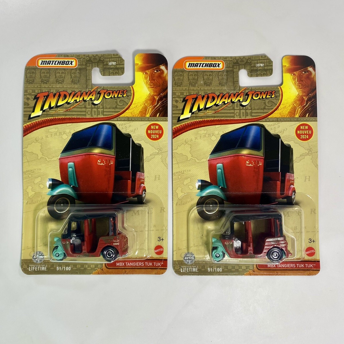 Indiana Jones MBX Tangiers Tuk Tuk Red Diecast Diorama Model Auto