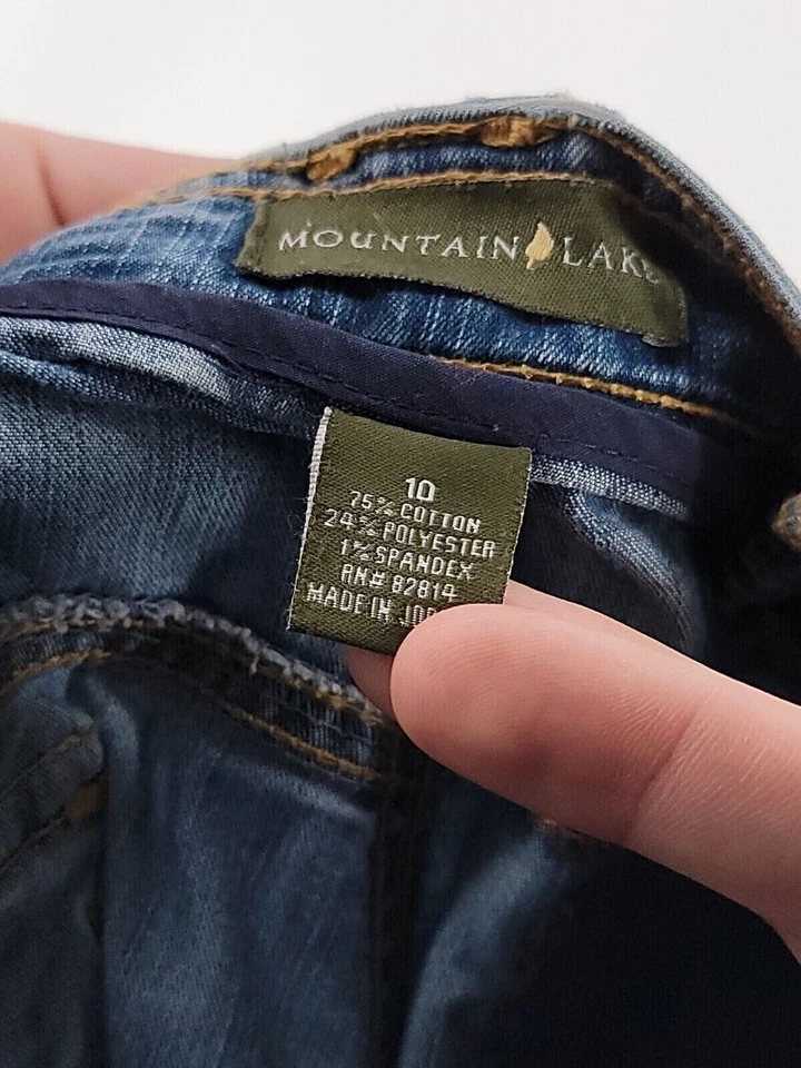 Pantalones de mezclilla Mountain Lake para mujer talla 10 pierna recta azul botón bolsillo mezcla Foto 3 de 4