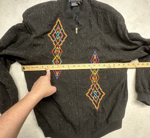 Vintage IB Diffusion Womens Size 8 Jacket Zip Embroider Beaded 80s 90s Black - Picture 5 of 8