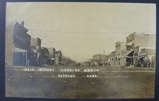 Altoona Kansas KS Main Street Signs Real Photo Postcard RPPC c1910 Wilson County