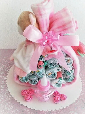 BABY-TRAUMLAND Windel Bündel Pampers Windeltorte Geschenk Geburt Baby Mädchen