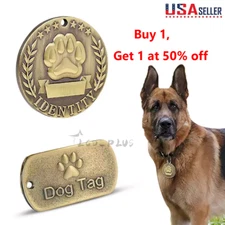 Brass Personalized Dog Tags Military Custom Engraved Pet Name ID Tag For Collar