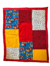 Handmade Fireman Firefighter Dalmatian Fire Truck Baby Crib Blanket 33" x 28"