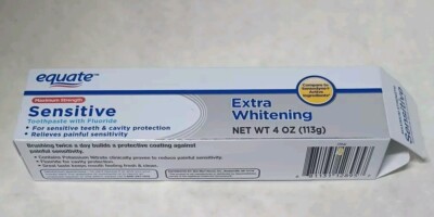 Equate Maximum Strength Sensitive Extra Whitening Toothpaste w/ Fluoride 4 oz