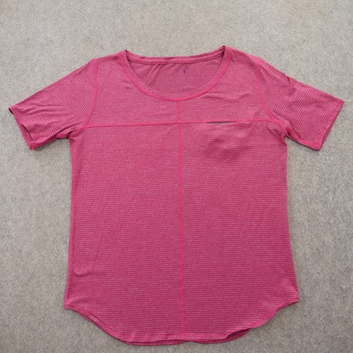 Lululemon Top Womens Medium 8 Pink Run Away Shirt Tee Pockets Active Gym Yoga