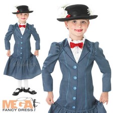 Mary Poppins Girls Fancy Dress World Book Day Kids Childrens Costume Hat Outfit 