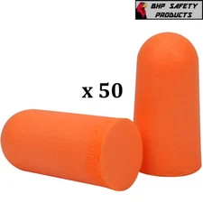 Bullet Disposable Polyurethane Foam Ear Plugs NRR 32 Decibels Uncorded 50 Pairs