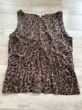 St. John Womens Silk Camisole Scoop Neck Leop...
