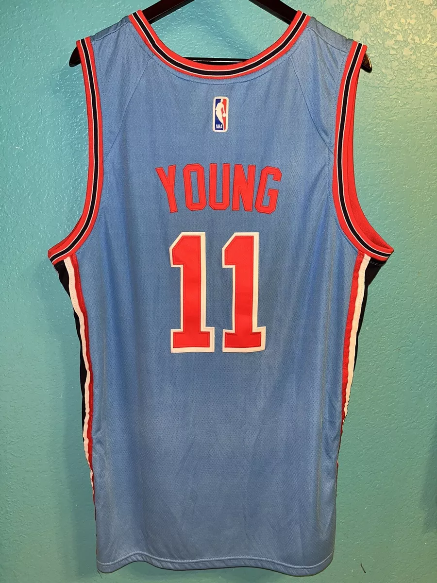 Atlanta Hawks Trae Young Swingman Throwback mens 2XL Size 56 Blue Stitched  Logo