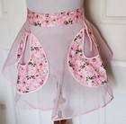 Vintage Sheer Pink Nylon Half Apron Floral Pockets & Waistband — photo 1