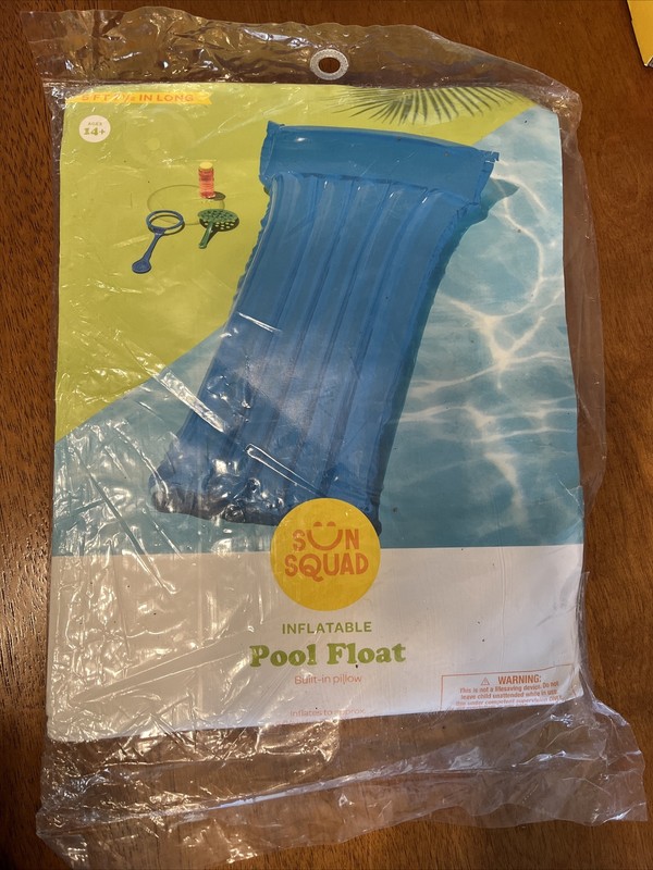 Sun Squad Inflatable Pool Float W Pillow 5 ft 7.5 in long - New