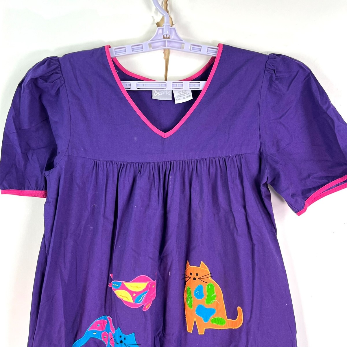 ハピ⁑ VTG 80s Blair Does Darling Maxi Dress Womens S Embroidered Cats