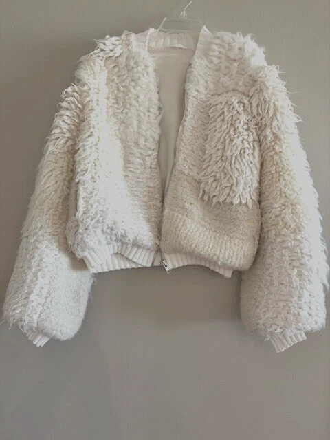 HELMUT LANG Mujer Piel Sintética Bomber Chaqueta con Flecos EE. UU. Talla L Foto 2 de 4