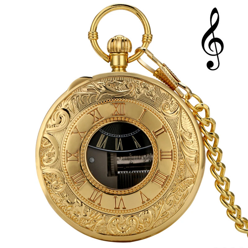 Musical Pocket Watch Roman Numerals Display Playing Melody Castle in The Sky - Image 2 of 4