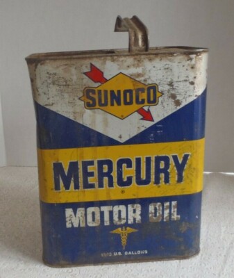 Sunoco Mercury Motor Oil 2 Gallon Can w Caduceus symbol
