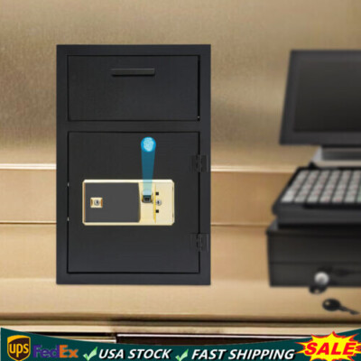 Drop Box for Money & Mail Drop Slot Safe Cash Depository Safe Black With Keys US