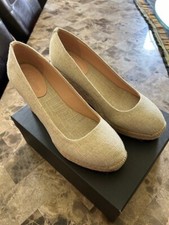 NIB JCrew Espadrille Wedges Metallic Canvas US8 - FREE SHIPPING
