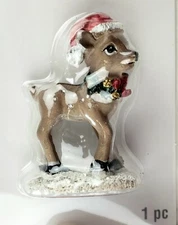 Tiny Treasures Christmas Deer with Stocking Hat Doll House Village Accessories 