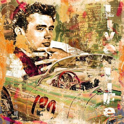 Fine Art Giclée Druck ''James Dean- Porsche 356 Speeds'', limitiert, mit Zertfikat
