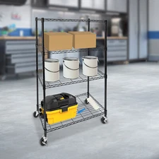 4Tier Storage Shelf Adjustable Wire Shelving with Wheels Q195 Steel Storage Rack