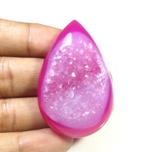 Pink Window Onyx Pear Gemstone 47x30 mm Natural Agate Geode Window Cabs OND-1009 - Picture 7 of 13