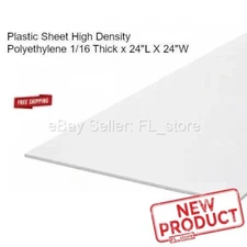 HDPE Plastic Sheet 1/16 x 24" L X 24"W High Density Polyethylene Off-White NEW