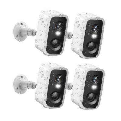 1-4Pcs Outdoor 4MP Security Camera Wireless WIFI Rechargeable Battery Powered