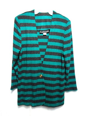 Creig Clothing Co Blazer Sz S Green Gray Striped Long Sleeve  Button Career Work