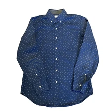 J. Crew Button Down Shirt Men's Size Small Navy Geometric 100% Cotton Preppy