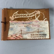 Vtg EMPTY Suede Leather Photo Album Golden Gate Bridge San Francisco California