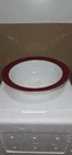 Vintage Pryex Serving Bowl Royal Burgundy Rim With Milk Glass Body